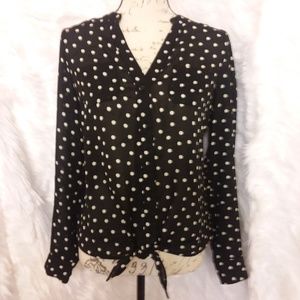 Candies Black & White Polka Dot Blouse Size M